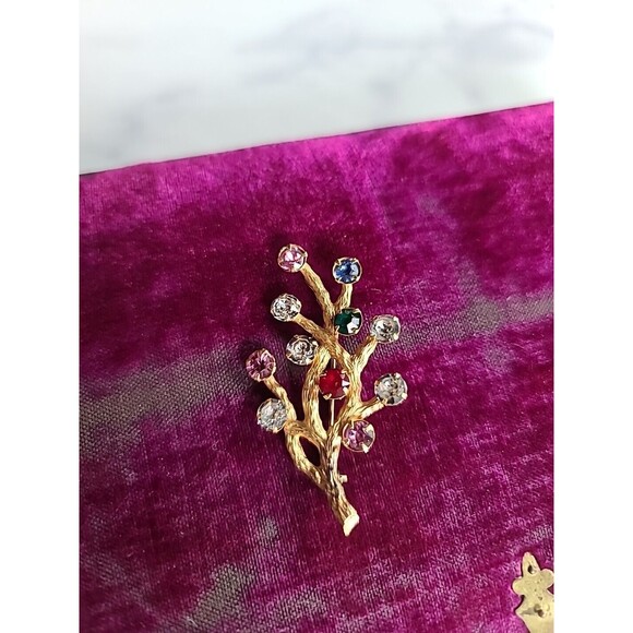 Van Dell 1/20 12K G.F. Prong Set Rhinestone Branch Brooch Vintage - Picture 5 of 10